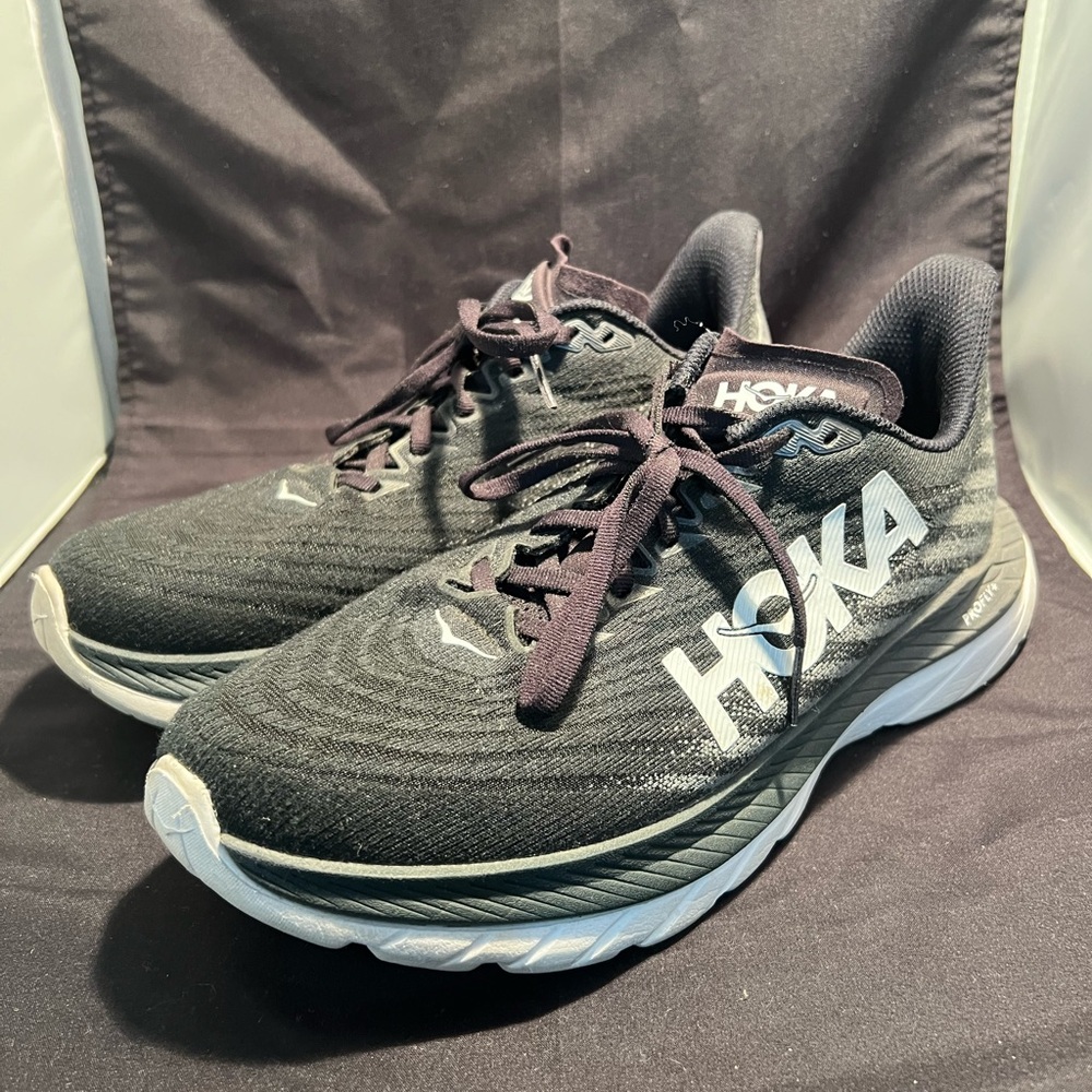 Hoka Mach 5 Black and White Athletic Shoes